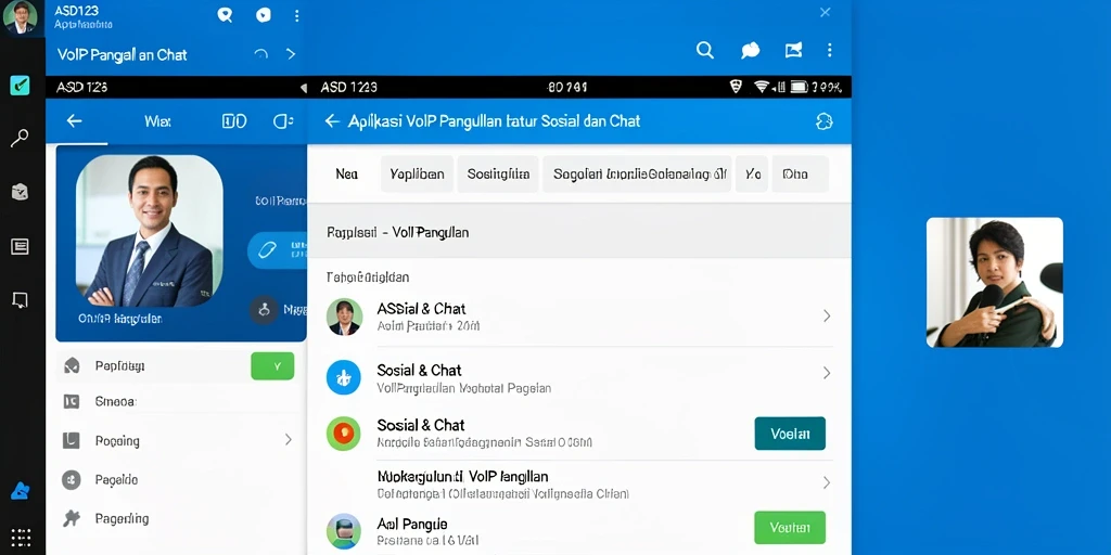 Tampilan antarmuka utama <strong>ASD123</strong> dengan fitur VoIP Panggilan yang intuitif.