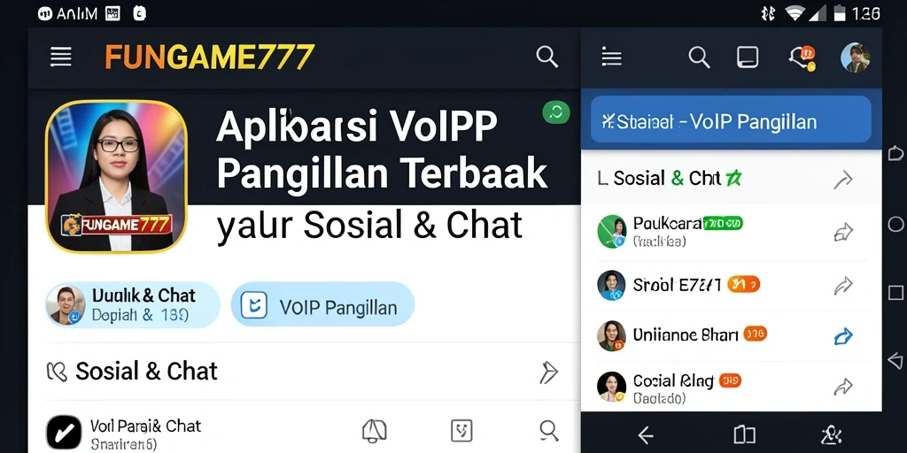Antarmuka aplikasi VoIP Panggilan FUNGAME777 yang intuitif dan menarik.