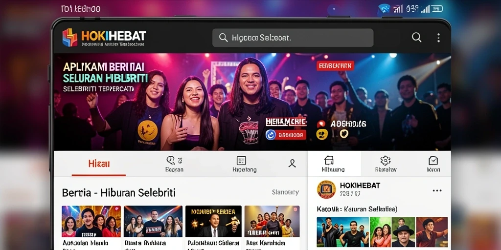 Antarmuka HOKIHEBAT menampilkan berita selebriti terbaru dan terpopuler.