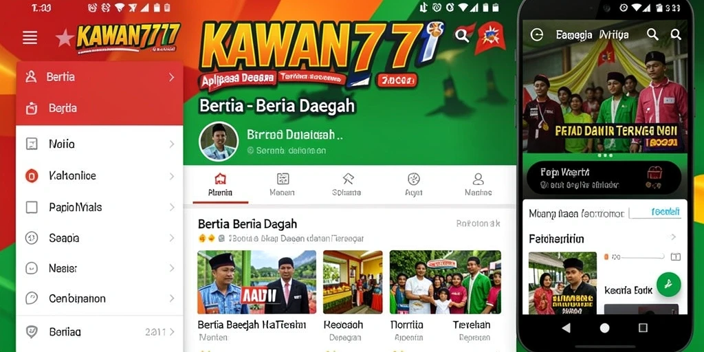 Antarmuka KAWAN777 menampilkan berita daerah terkini secara menarik.