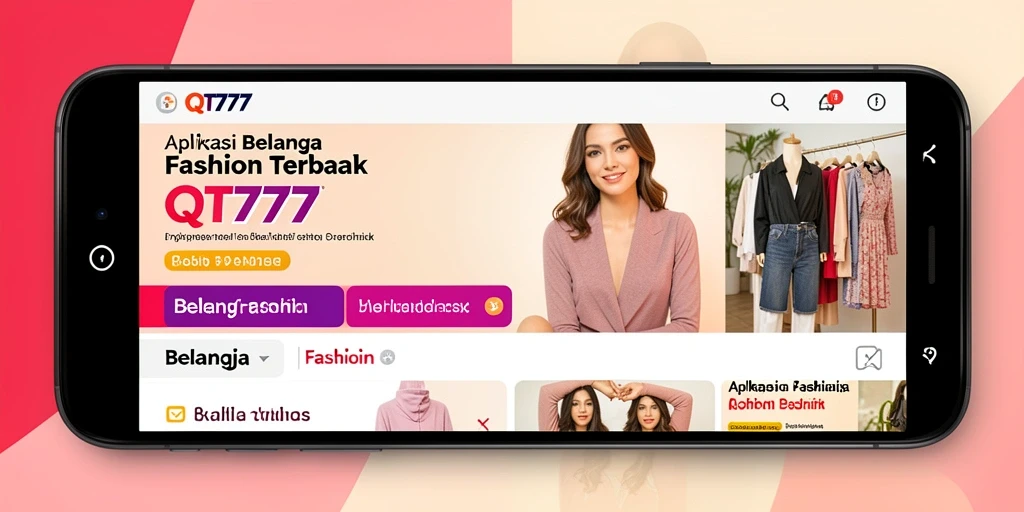 Antarmuka QT777 menampilkan berbagai produk Fashion yang stylish dan trendy.